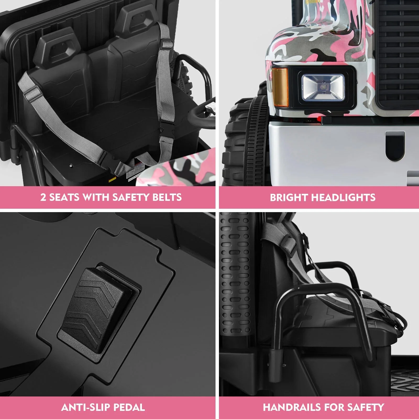 24V Battery-Powered Kids Ride On Truck with 3 Speeds and Remote Control - Camo Pink