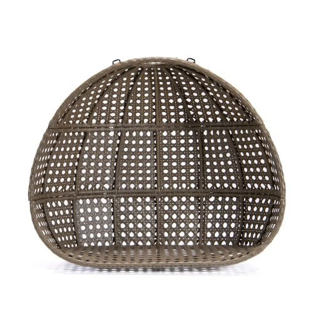 Buumin Brown Wicker Hanging Double-Seat Swing Chair with Stand w/Beige Cushion