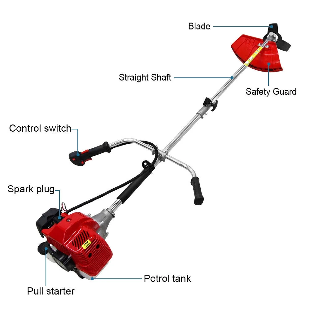 Straight Shaft String Gas Trimmer 2 Stroke 52 CC Weed Grass Eater Brush Cutter