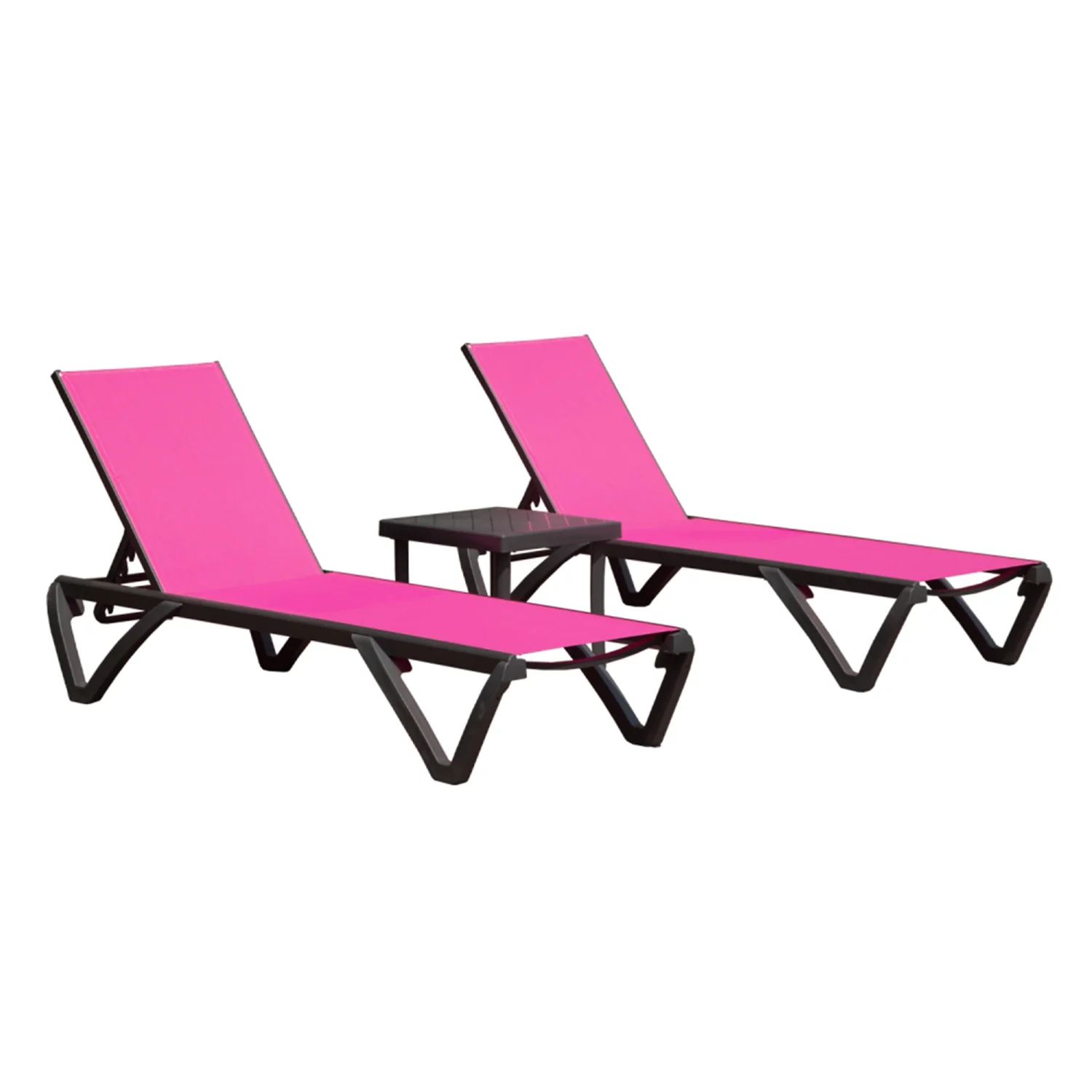 GFSXVNU Outdoor Lounge Chair  Aluminum Plastic Patio Chaise Lounge with  & 5 Position Adjustable Backrest & Wheels  All Weather Reclining Chair for Outside Beach Poolside Lawn  Rose Red