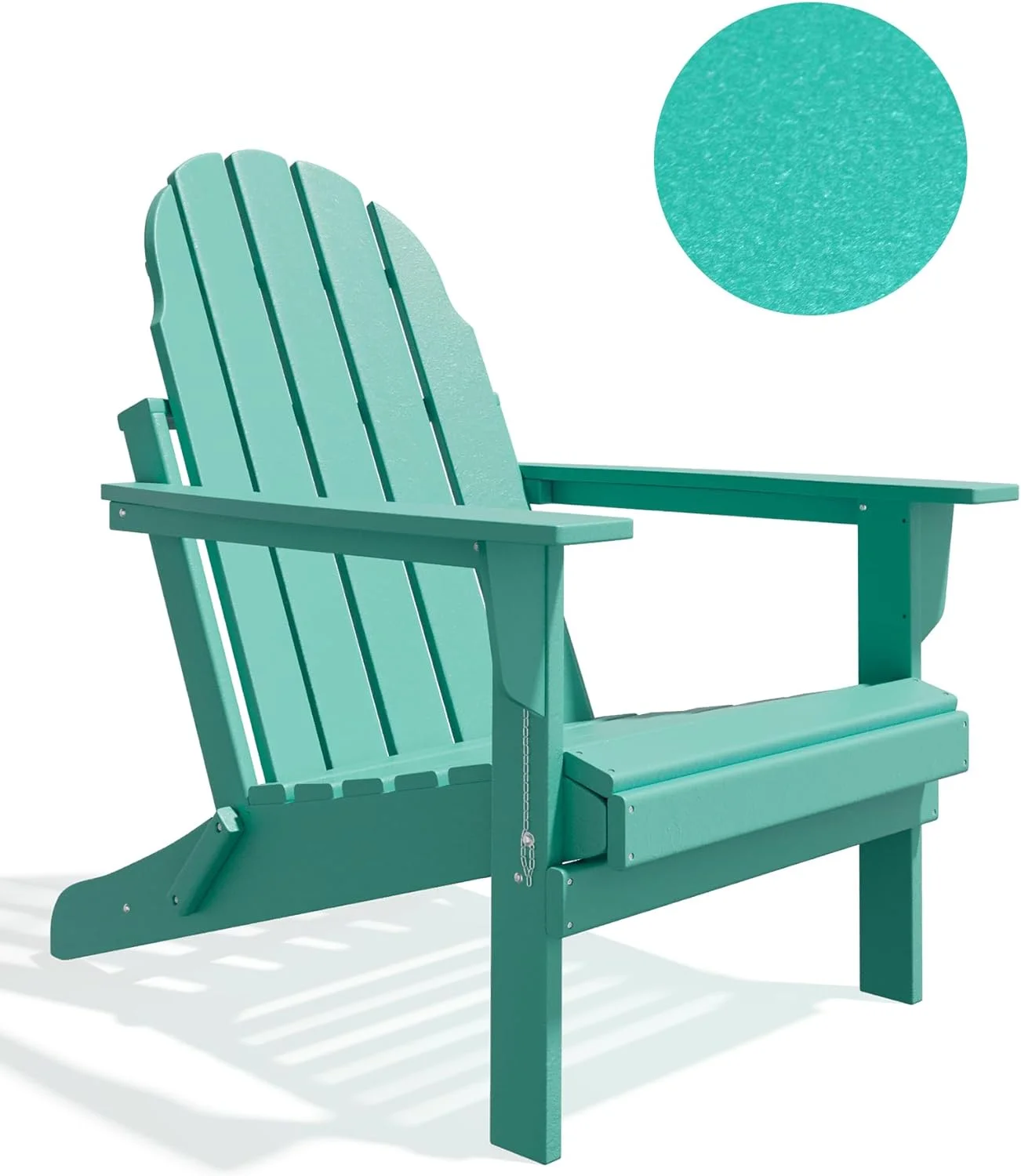 Folding Adirondack Chair - Durable HDPE Poly Lumber All-Weather Resistant, Foldable Oversized Balcony Porch Patio Outdoor Chair for Lawn, Backyard, Garden, Camping - Easy Installation, Peacock Blue