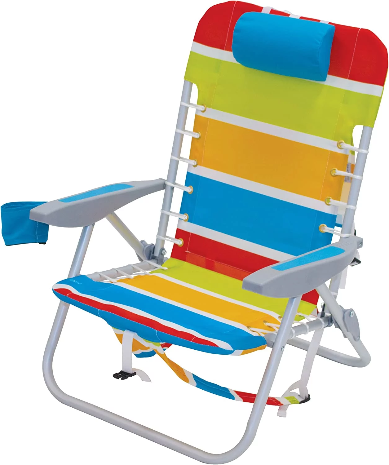 RIO beach 4-Position Backpack Lace-Up Suspension Folding Beach Chair, Bright Stripe