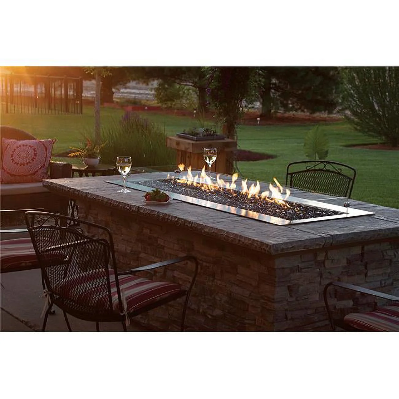 7.37 x 65 x 23.87 in. Outdoor Manual Ignition Linear Fire Pit, Natural Gas