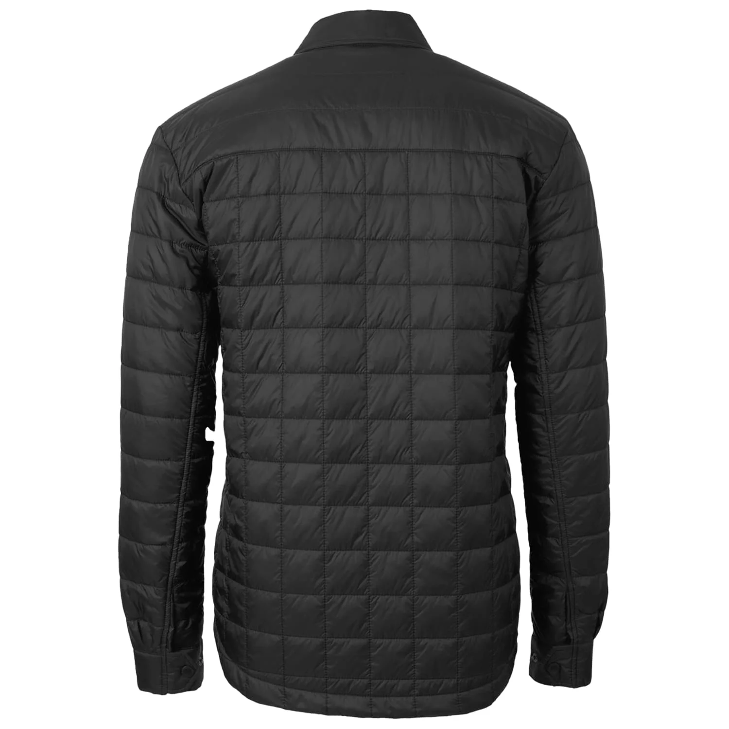 Men's Cutter & Buck Black Clemson Tigers Rainier PrimaLoft Eco Insulated Quilted Button-Up Shacket