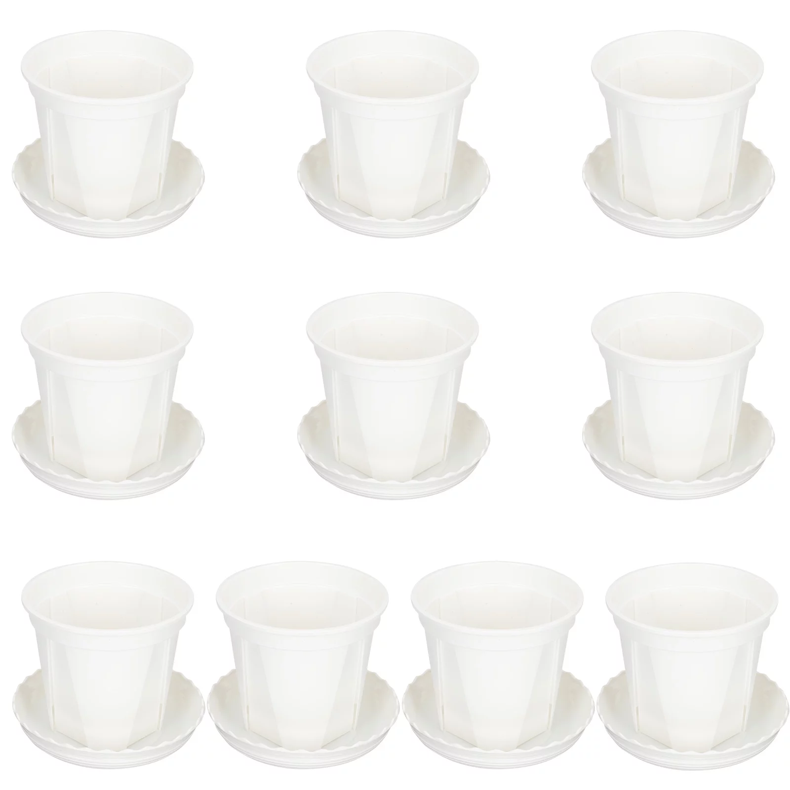 10 Sets Seedling Pots Flower Decor Plastic Succulent Plants Container White Root Control