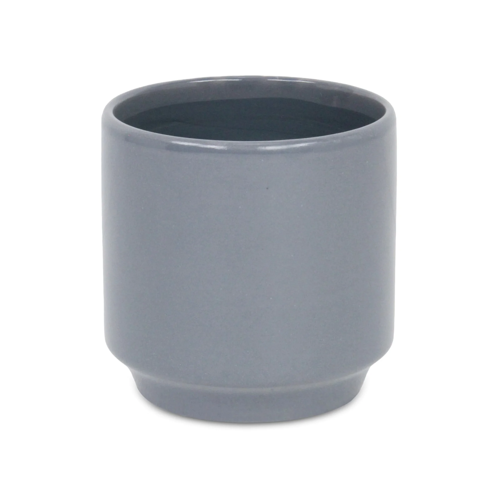 Elegora Straight Side Solid Color Ceramic Pot - Large - Gray
