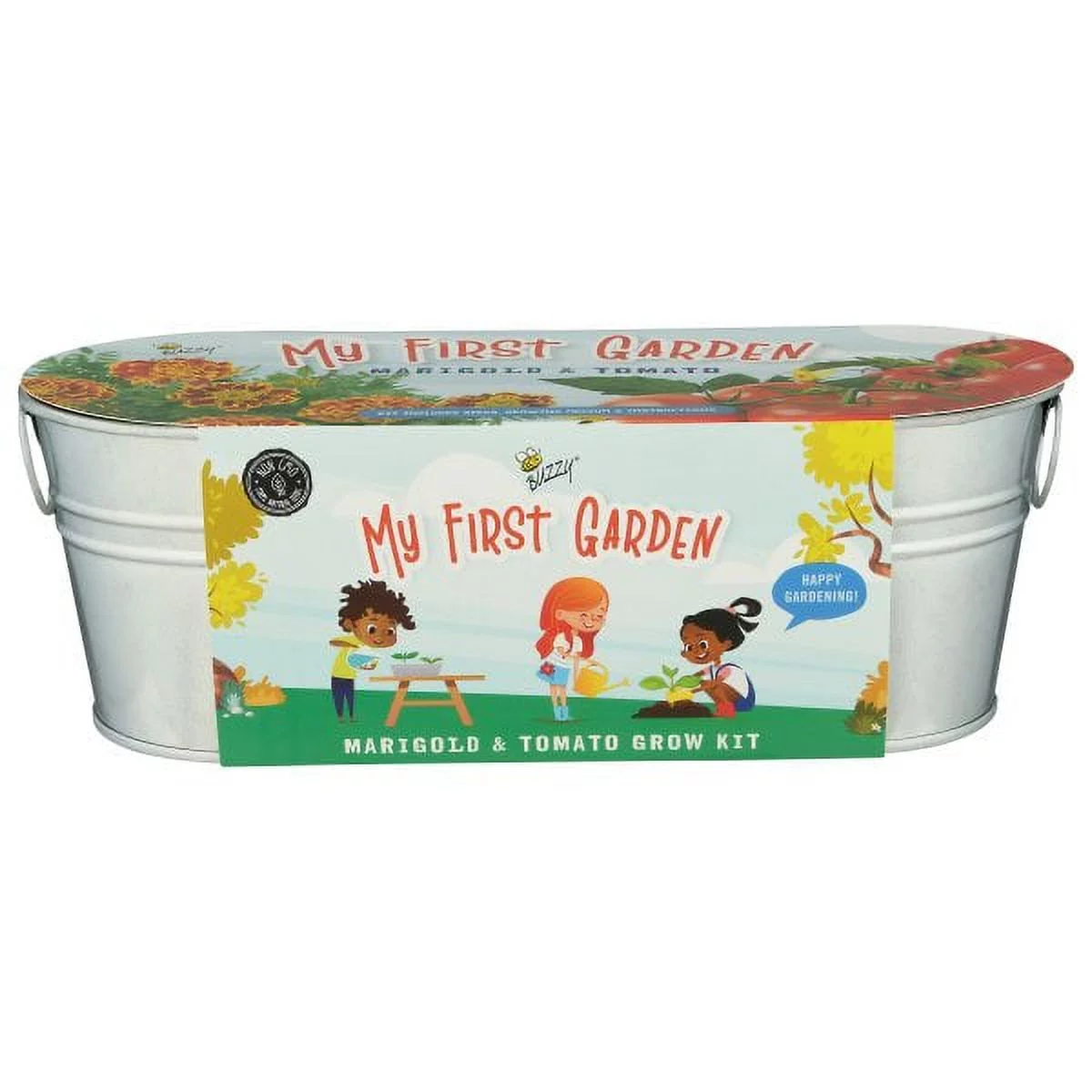 BUZZY Kids Windowsill Grow Kit | My First Garden: Tomato and Marigold