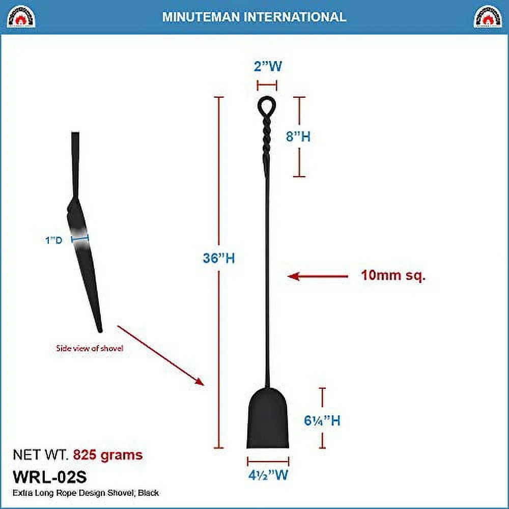 Minuteman International Extra Long Rope Design Fireplace Shovel - 36 in.