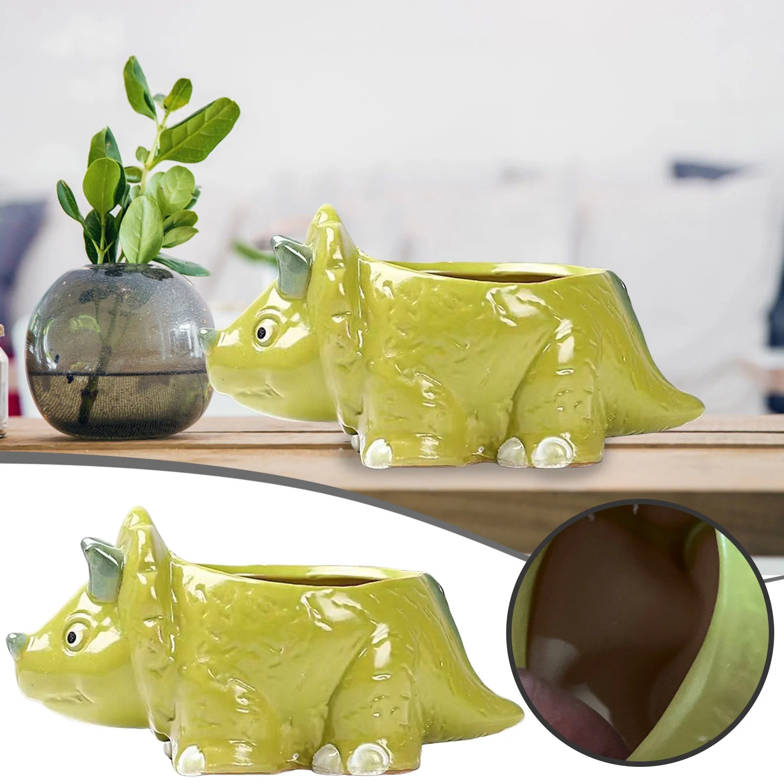 1 PCS Cute Cartoon Animal Shaped Succulent Pot Set Breathable Coarse Pottery For Succulent On Balconies