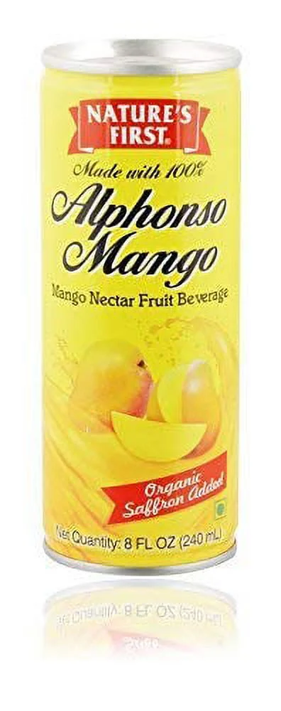 Nature's First Alphonso Mango Juice/ Nectar 240 ml (Pack of 6) with Organic Saffron