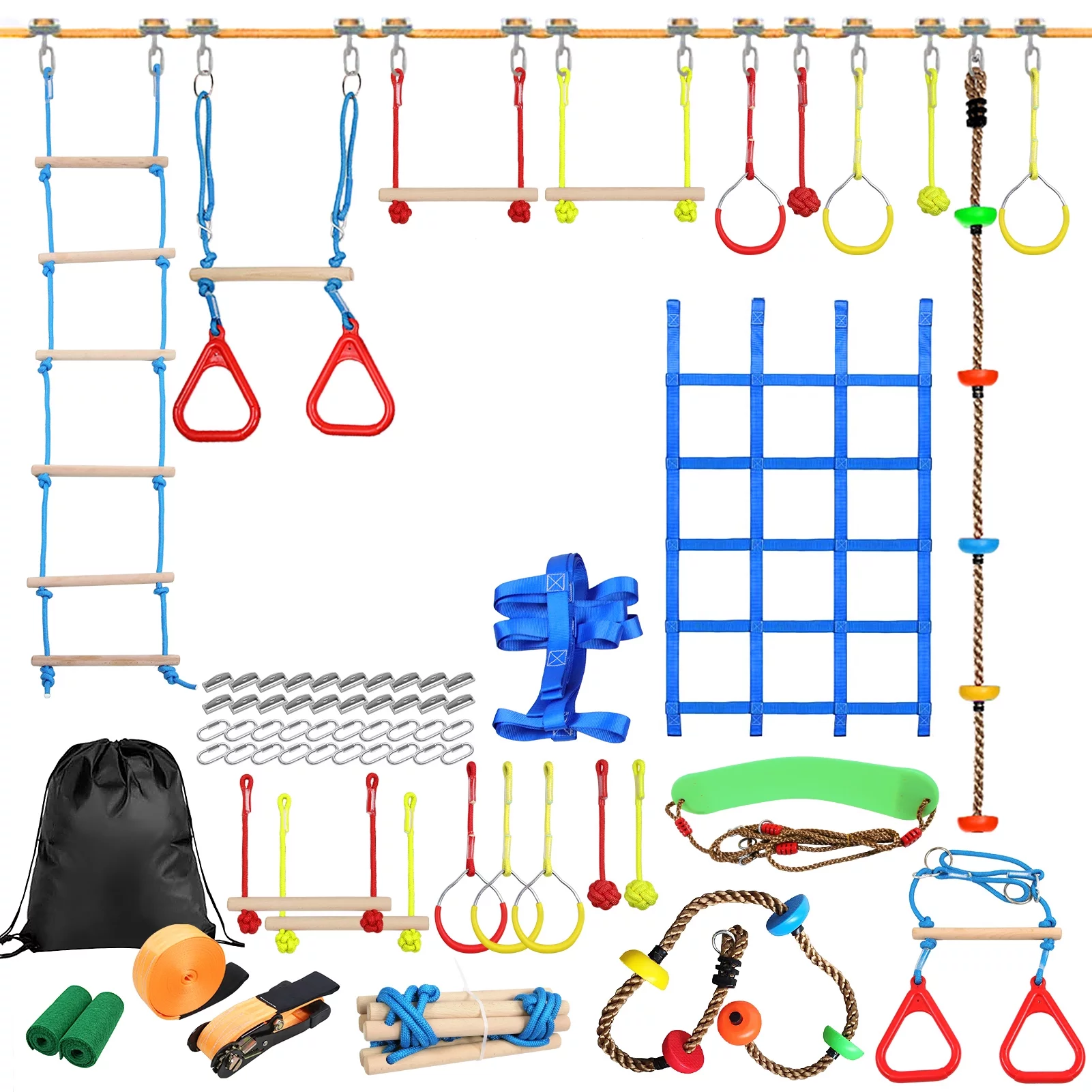 MABOTO Kids Climbing Obstacle Kit Children Line Hanging Obstacle Course Outdoor Playset Swing Accessories