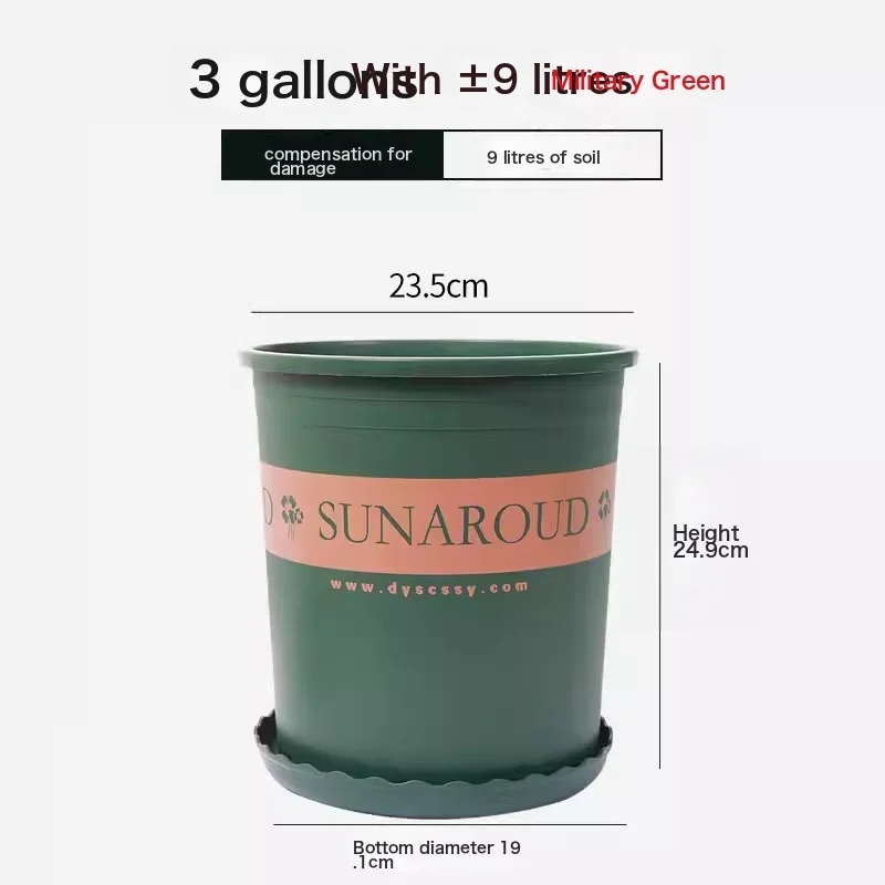 New Gallon Pot Plant Plastic Flower Pot Balcony Balcony Rose Green Dill Round Resin Flower Pot High 1 Gallon [Buy 5 Get 1 Free] Diameter 15.5Cm Real Hair 6 Pots Green (With Tray)-Plastic