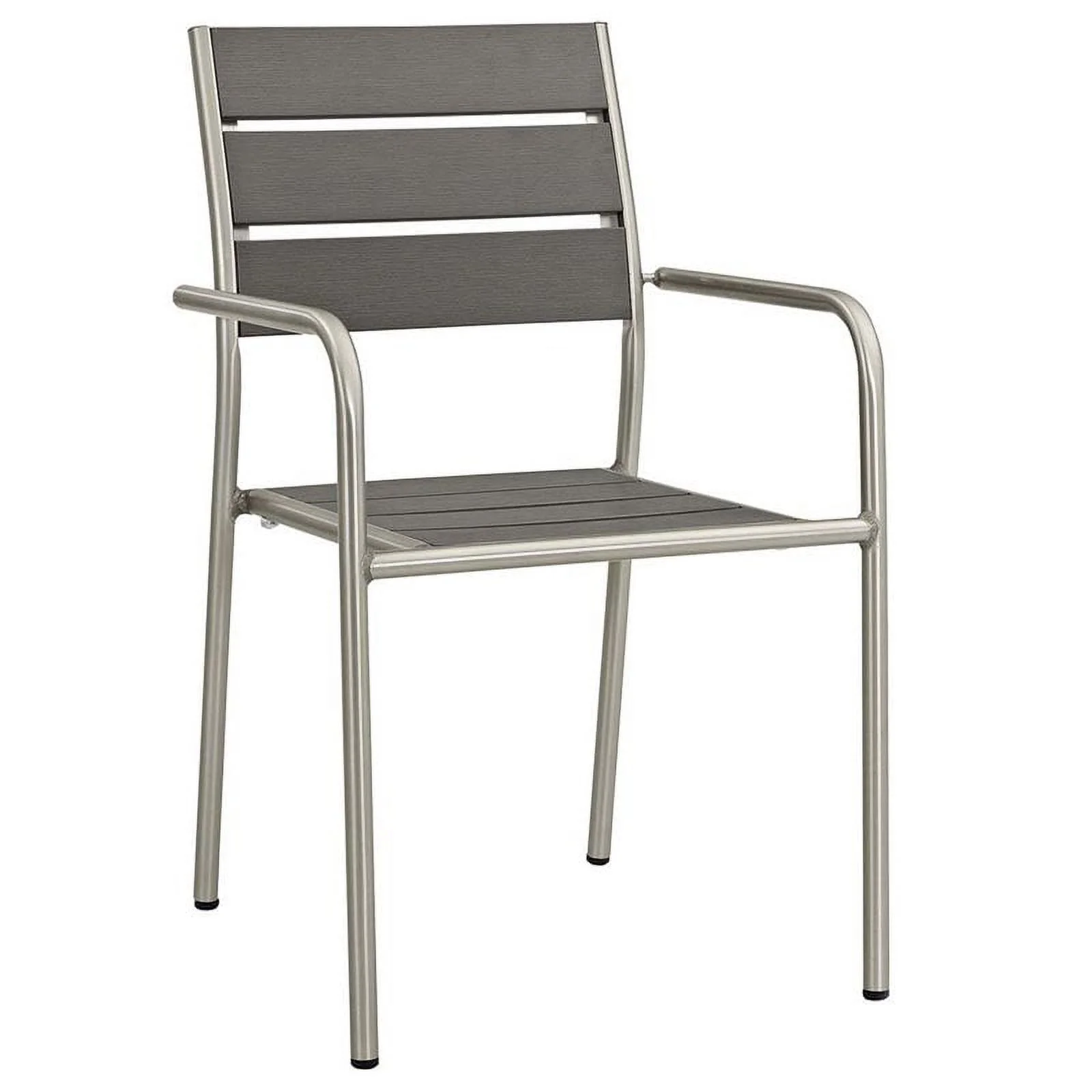 Pemberly Row  Patio Dining Arm Chair in Silver and Gray (Set of 2)