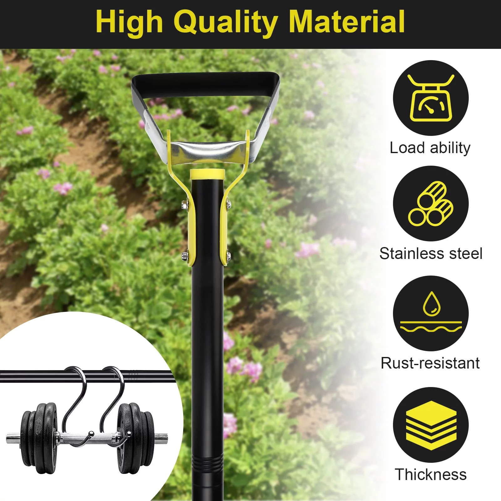 Hoe Garden Tool, 74 Inch Stainless Steel Stirrup Hoe Tools Garden Hula Hoes, Sharp and Durable Loop Hoe Weeding Rake Handheld Adjustable Gardening Weeding Loop for Loosening Soil Planting Farm