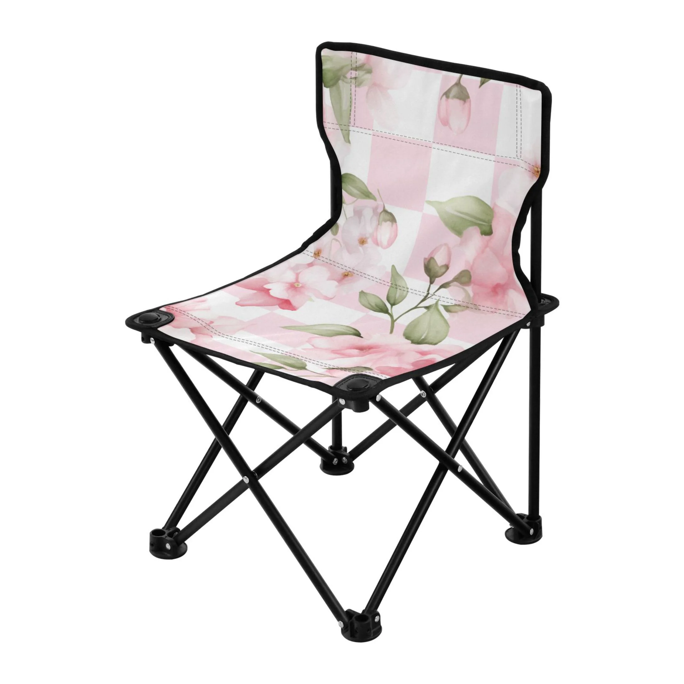 Peony Flowers Pink Portable Camping Chair Outdoor Folding Beach Chair Fishing Chair Lawn Chair with Carry Bag Support to 220LBS