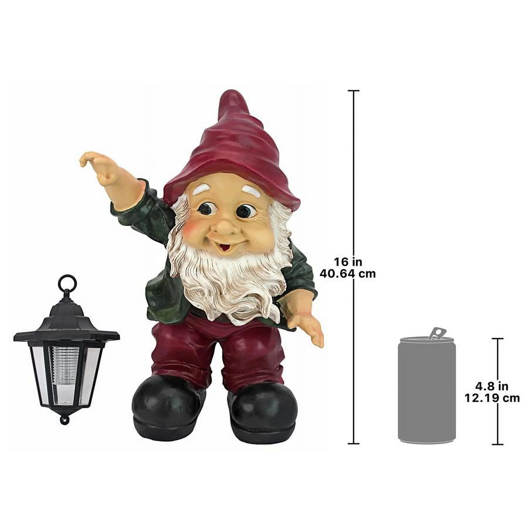Design Toscano Edison with The Lighted Lantern Garden Gnome Statue