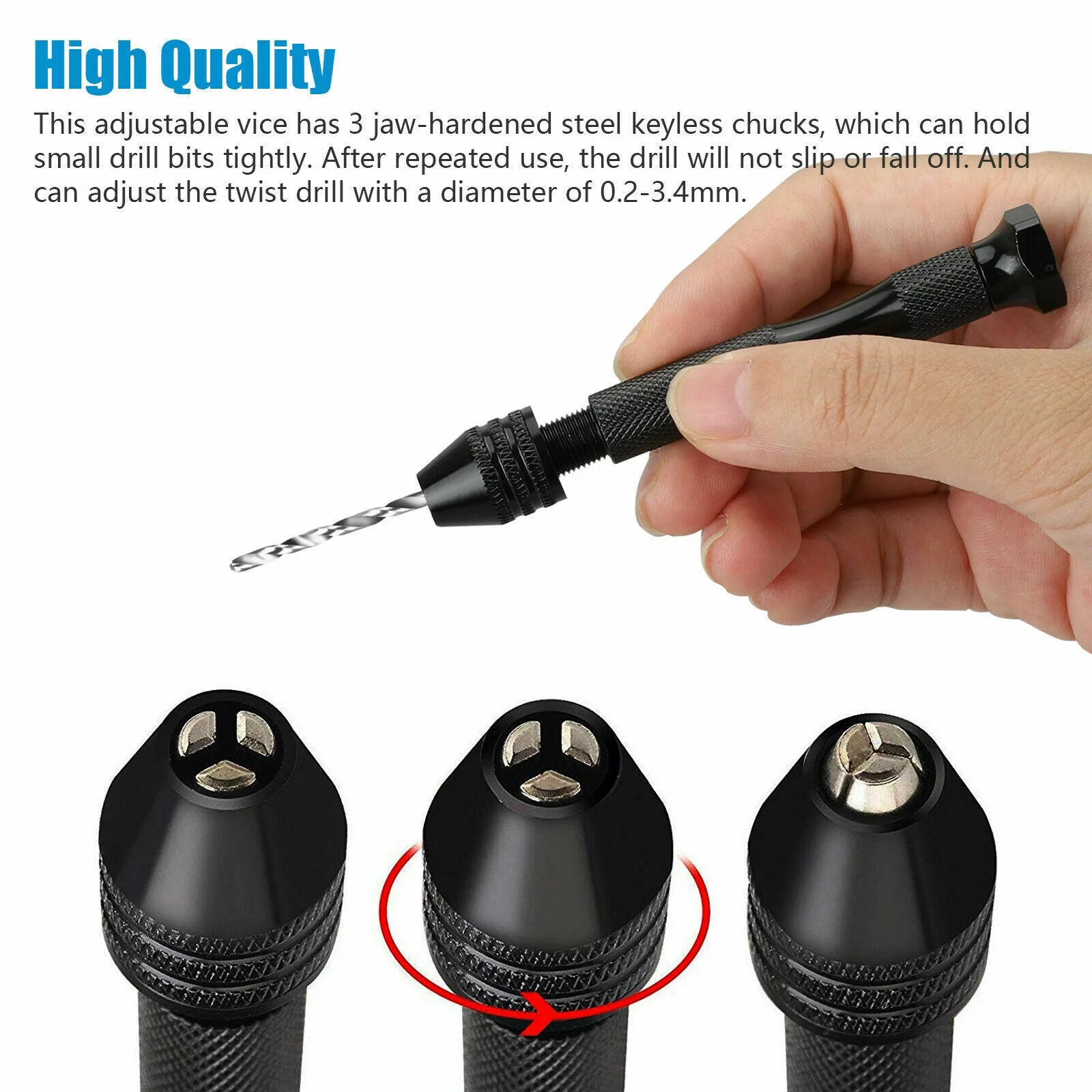 69PCS One Set Hand Drill Bits Kits Micro Pin Vises Twist Drill Bits Set with Precision Hand Pin Vise Rotary Tools