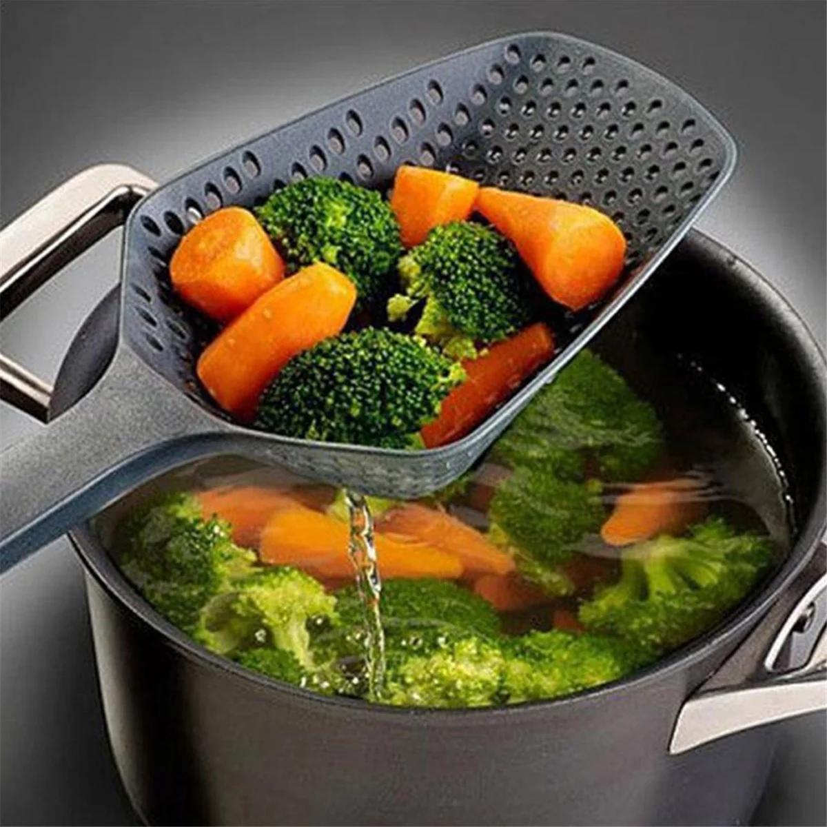 Aunavey Scoop Colander Spoon Food Drain Shovel Strainers Nylon Slotted Skimmer