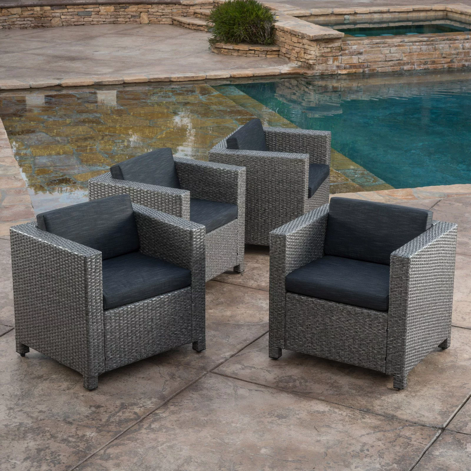 Puerta Outdoor Club Chairs with Cushion - Set of 4