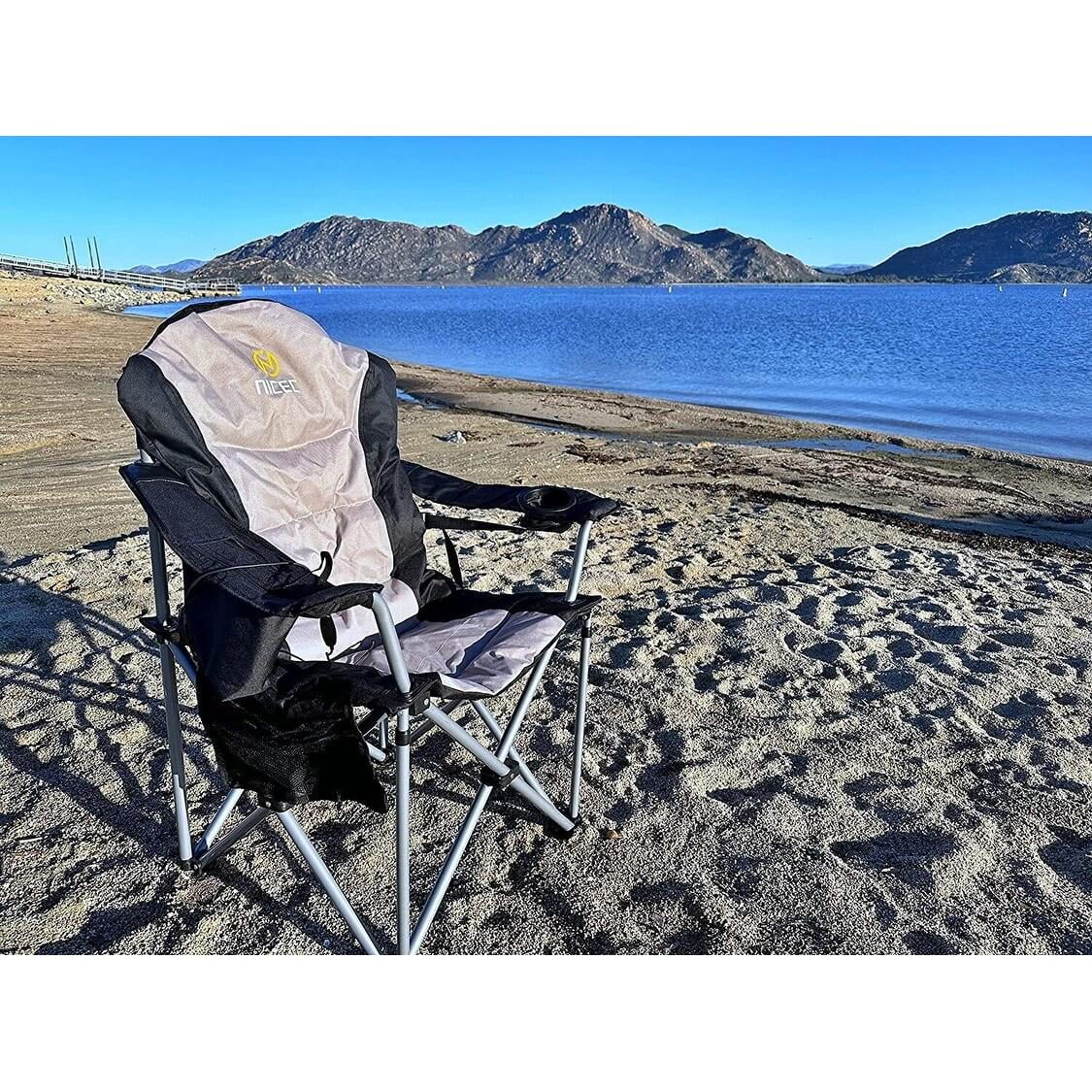 Heated Camping Chair, Heated Chair, Beach Chair, Folding Chair, Extra Wide and Thick Padding, Heavy Duty with Cooler