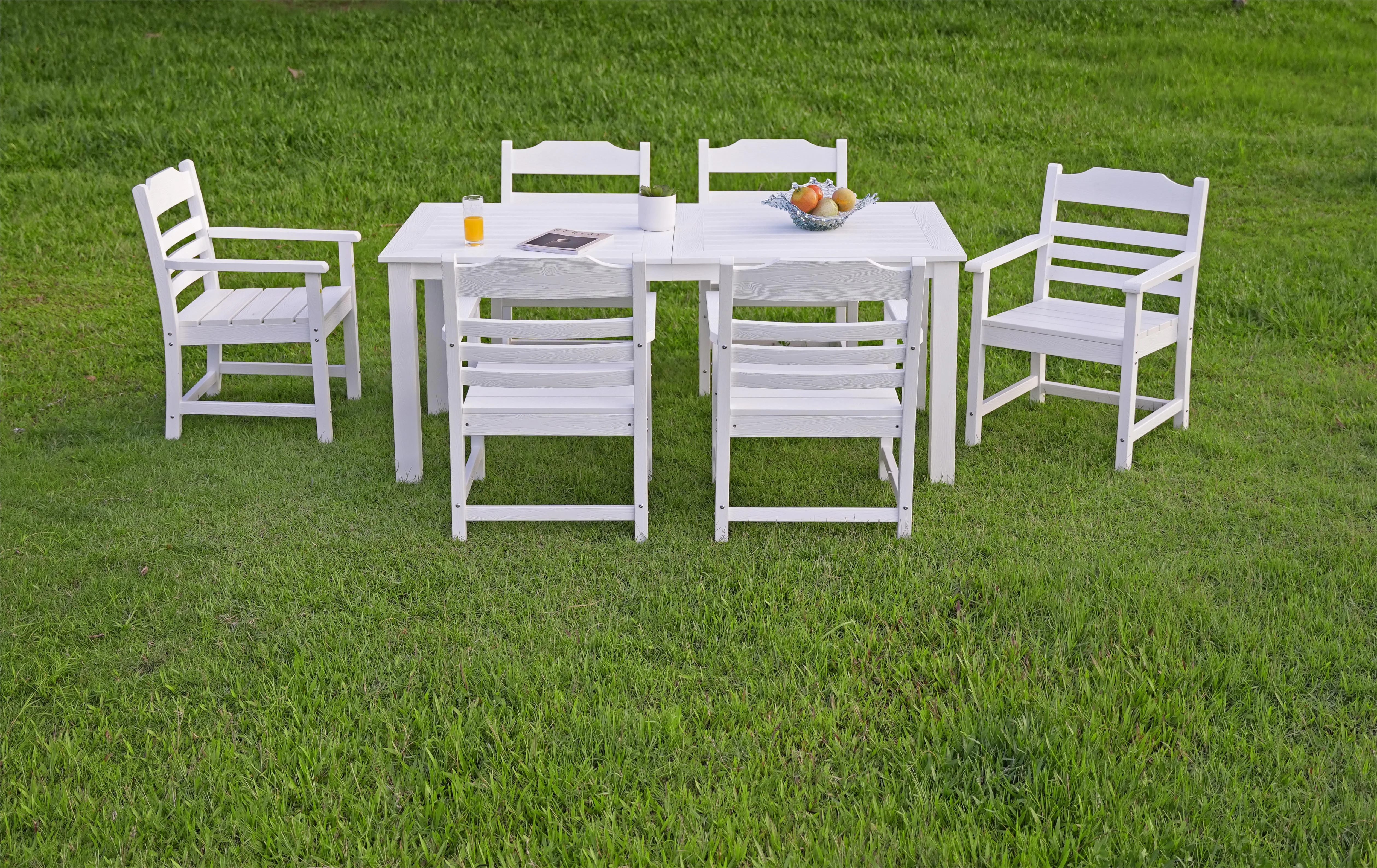 Homiyad Patio Furniture Dining Chair and Table, 5 Pieces(4 dining chairs+1 dining table) Backyard Conversation Garden Poolside Balcony White