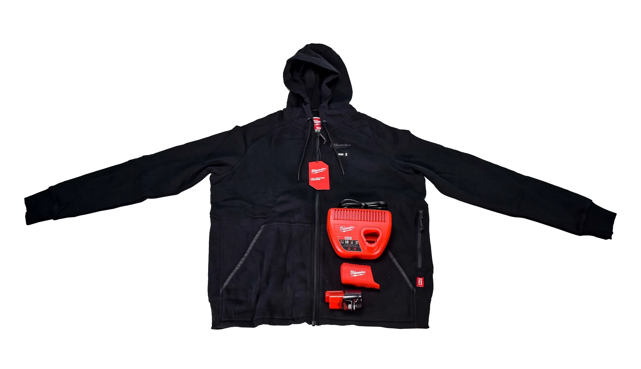 Milwaukee 306B-21S 12V Heated Hoodie Kit Black (Small) with 2.0Ah Lithium Ion Battery & Charger