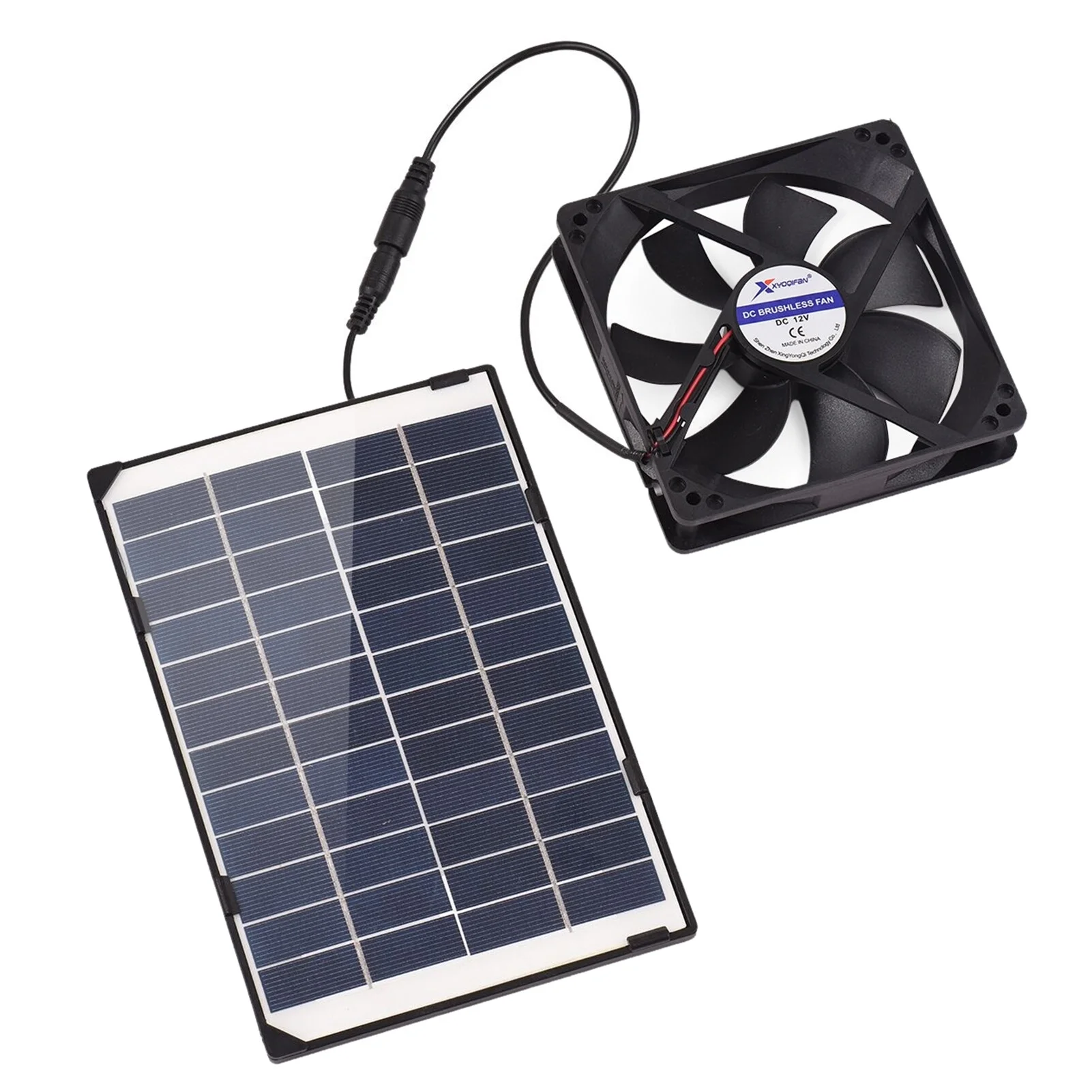 Mini Solar Powered Fan 6W 12V Solar Exhaust Fan Mini Ventilator Fan for Small Pet Dog House Chicken Coops Greenhouse Sheds with 3 Meters Long Cable