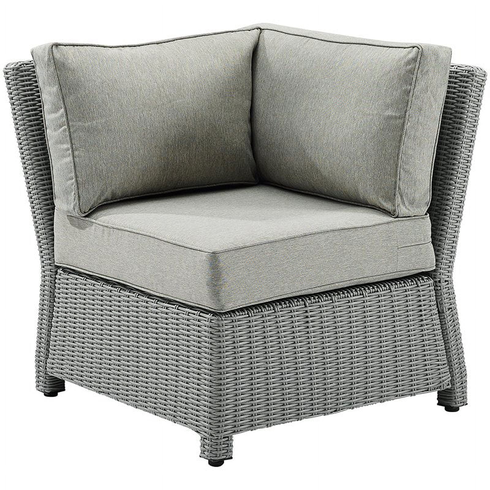 Afuera Living Transitional Wicker Patio Corner Chair in Gray