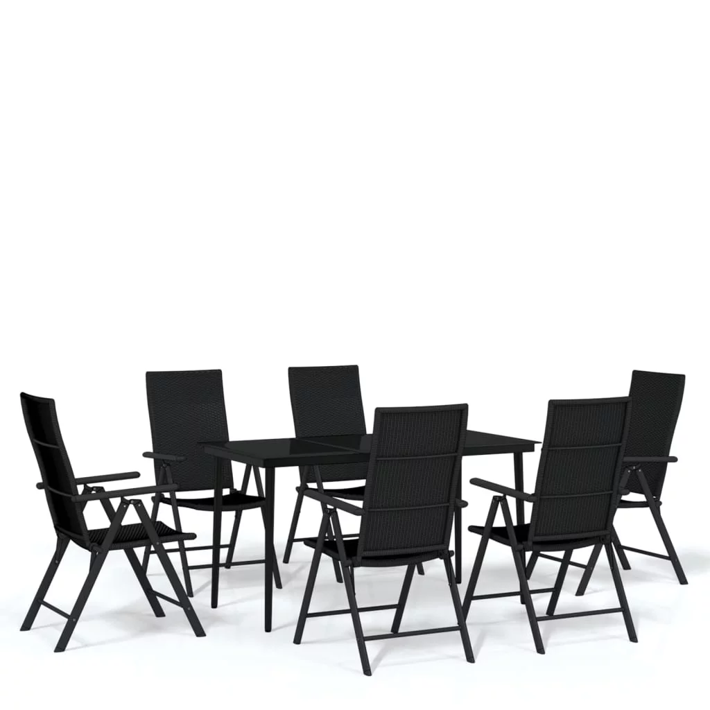 7 Piece Patio Dining Set Black