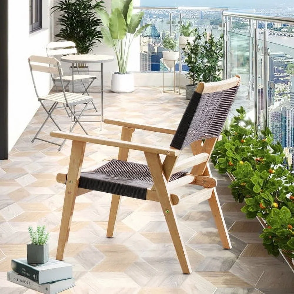 ZJbiubiuHome Patio  Chair Black Rope  Chairs for 2 Outdoor Conversation Sectional for Backyard Poolside  Garden