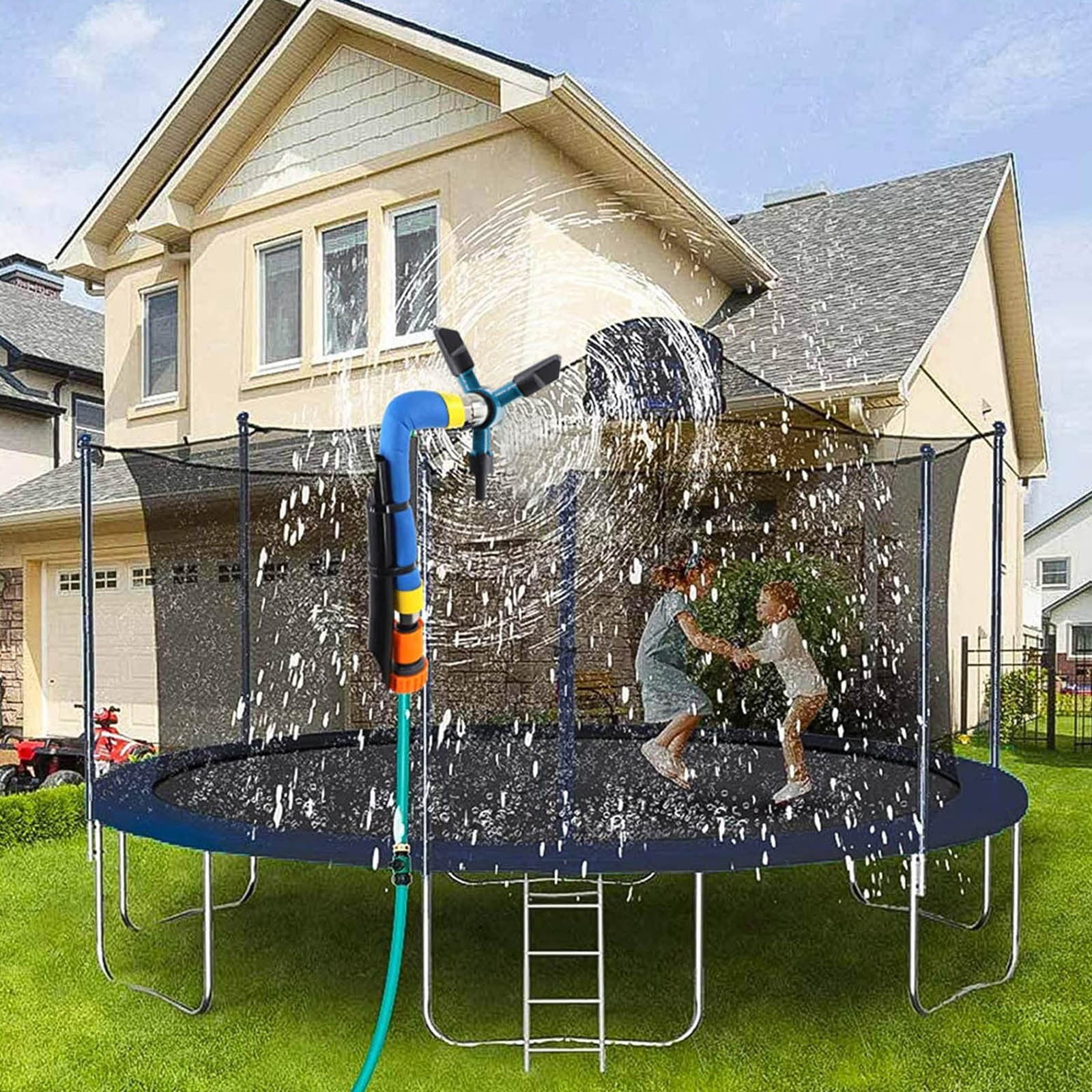 TIIFSWHS 360° Rotating Sprinklers Large Area Coverage Trampoline Sprinklers Garden Trampoline Sprinklers Inflatable Water Sprinkler for Kids Outdoor Short Spr
