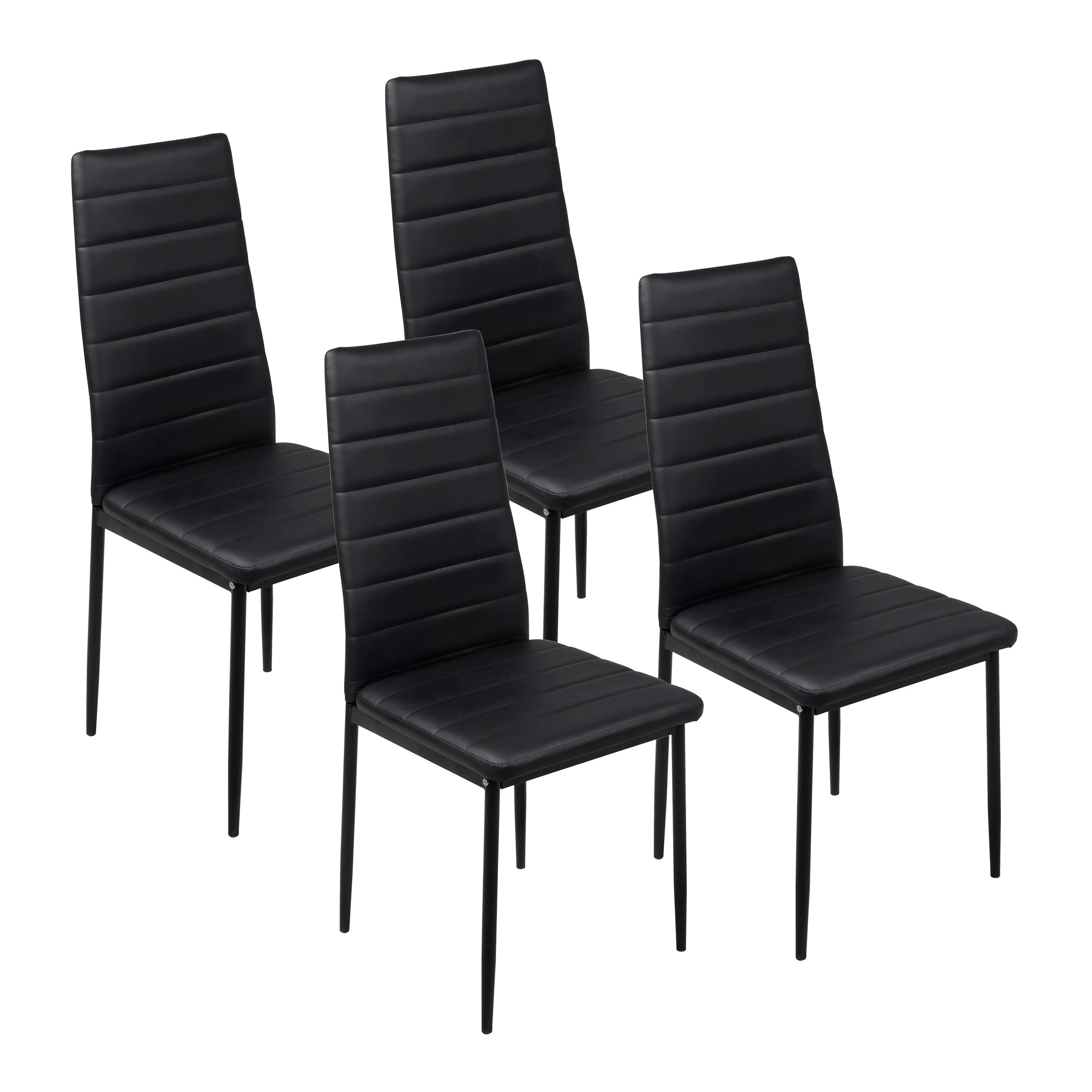 Porthos Home  Mabelle Faux Leather Armless Dining Chairs with Iron Legs, Set of 4 Black