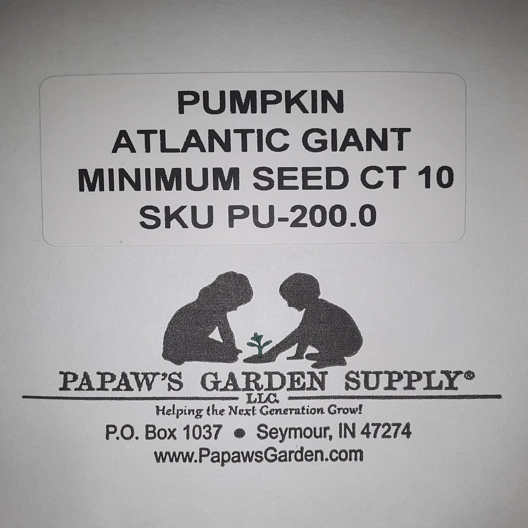 PAPAW'S GARDEN SUPPLY LLC. HELPING THE NEXT GENERATION GROW! Atlantic Giant Pumpkin 10 Seeds