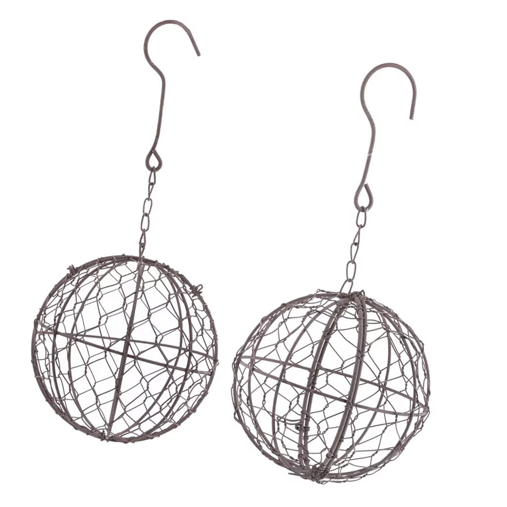 13cm&28cm Retro Iron Ball Shape Succulent Pot Metal Hanging Plant Holder