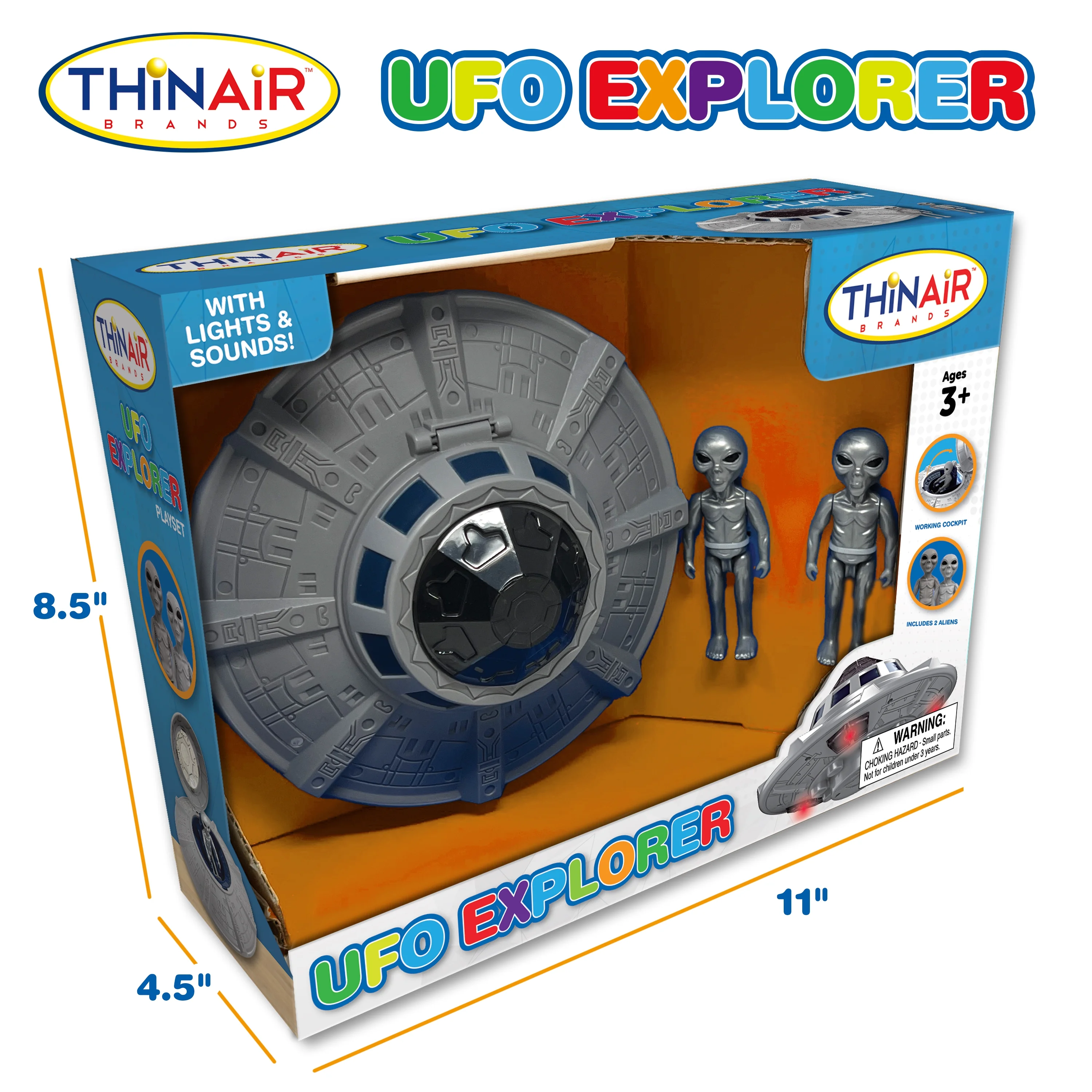 UFO Spaceship Space Toy, Kids Spaceship Playset with Two Aliens, Lights & Sounds, Educational STEM Adventure