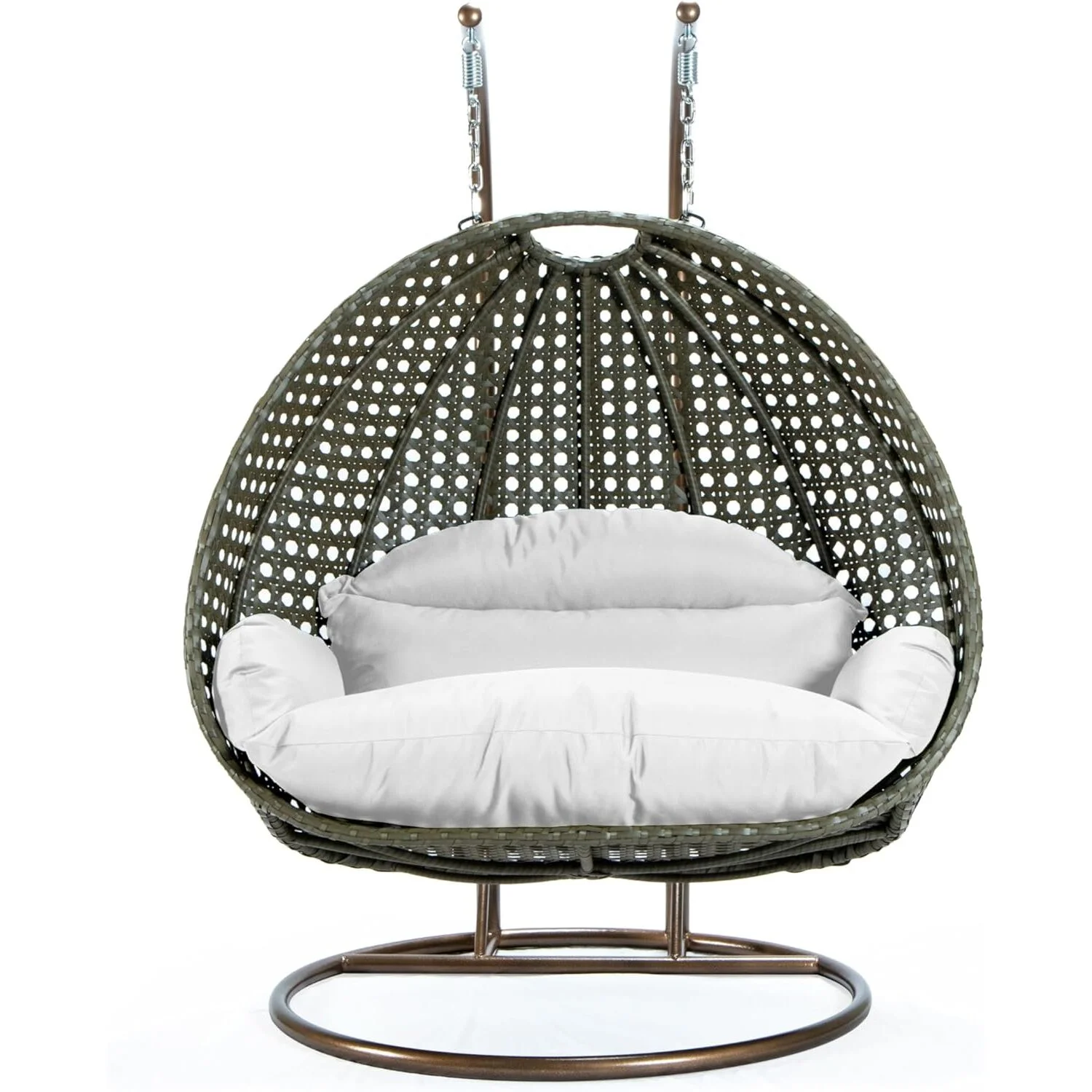 HomeStock Beige Country Cottage Hanging 2 Person Egg Swing Chair,white