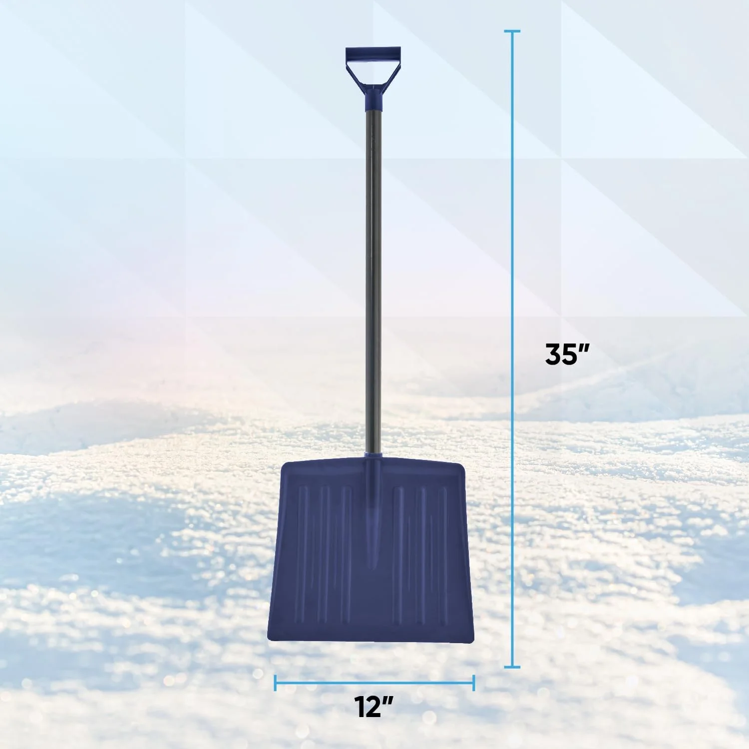 Kids Snow Shovel For Driveway, Plastic Heavy Duty Shovel For Snow Removal With D Grip Metal Handle Small Navy Blue Kids Shovel Sturdy, 35“ Height, Durable Plastic 12