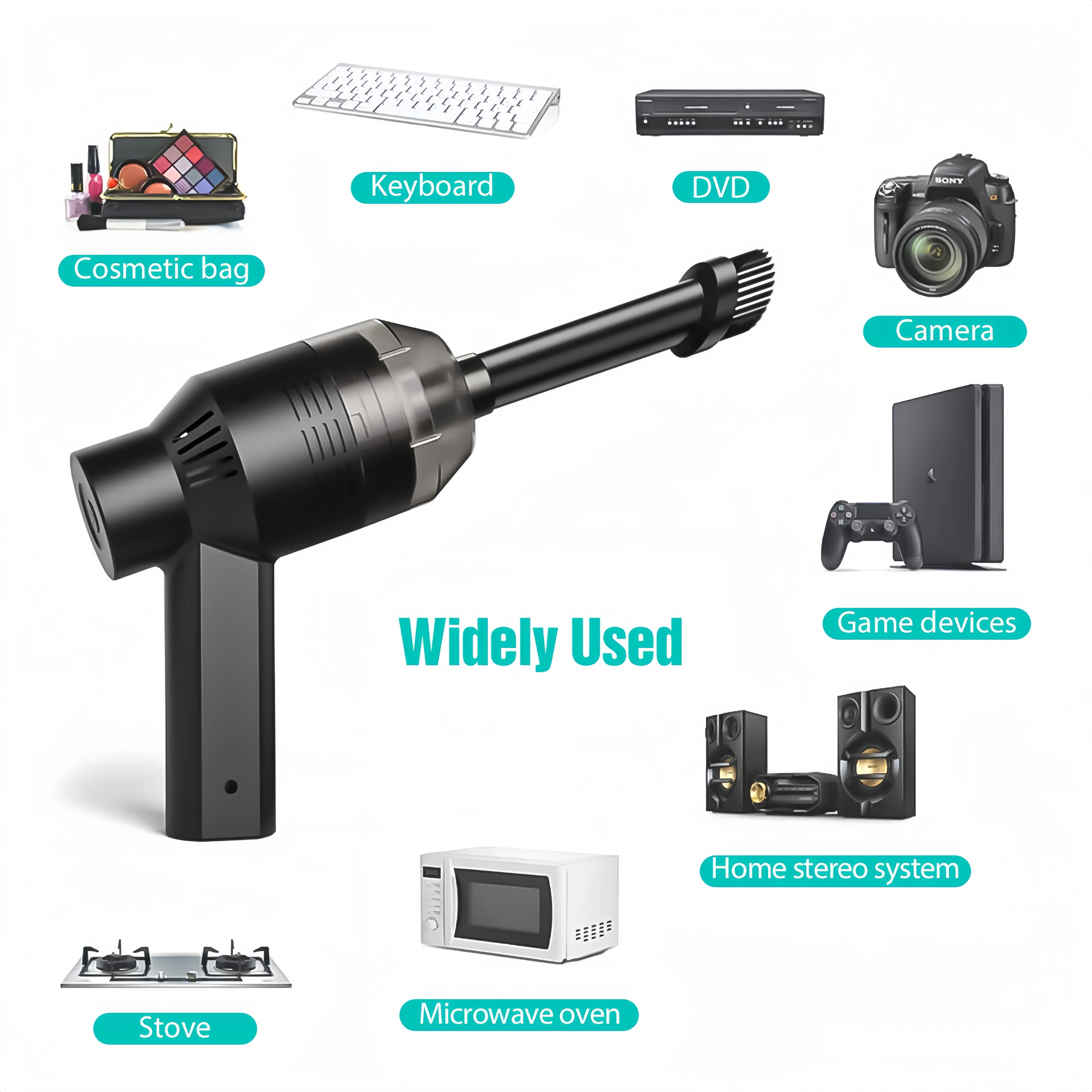 DUBEN Electric Mini Cordless Air Duster Blower High Pressure for Computer Car Cleaning - Black