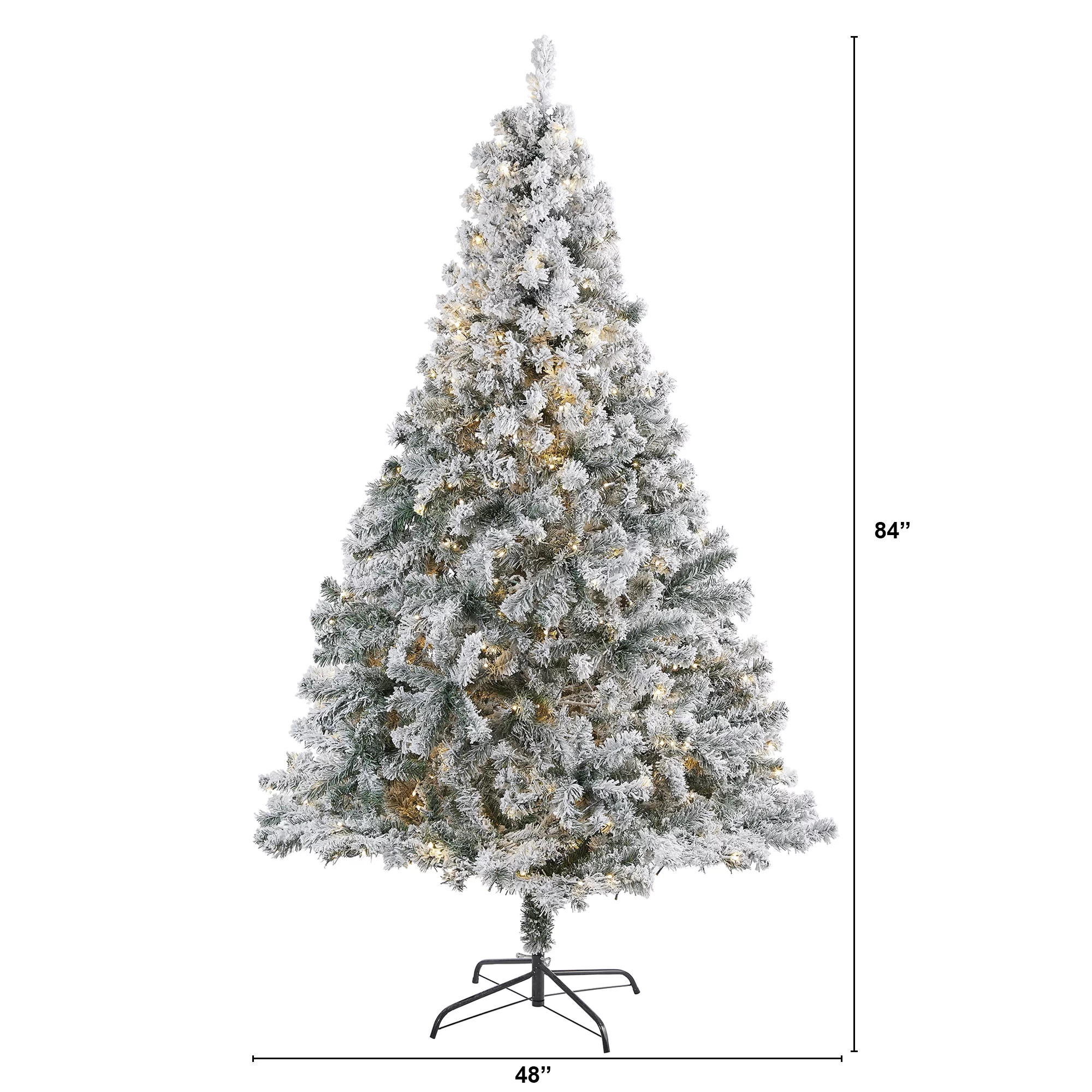Nearly Natural 7' Pre-Lit Flocked Rock Spruce Artificial Christmas Tree, Clear LED Lights