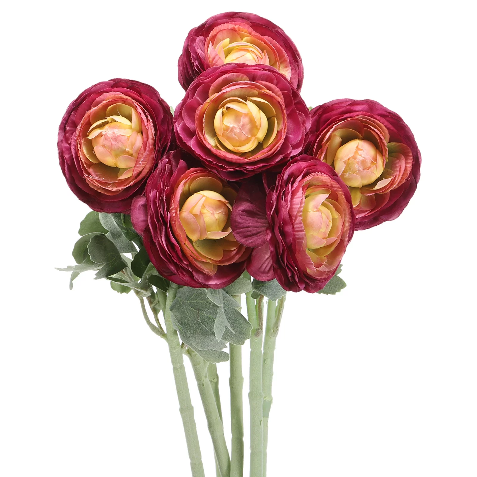 Uxcell Artificial Ranunculus Flowers, 6 Stems Faux Permanent Flower Floral Arrangements Bouquet, Purple