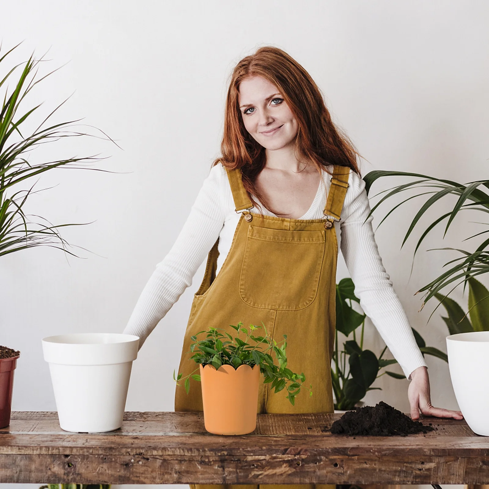 MOQIN Thickened Plastic Planter In Style Resin Pot For Home Gardening Suitable For Balcony Roses And Greenery