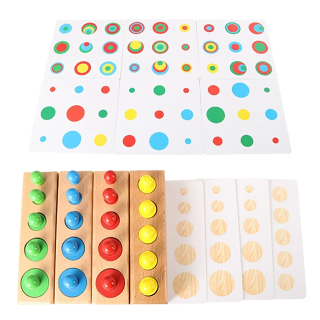 Montessori Wood Blocks Puzzle Math Sorting Stacking Number Counting Board Socket Cylinder Game Play Set Learning Toys for Preschool Kids -