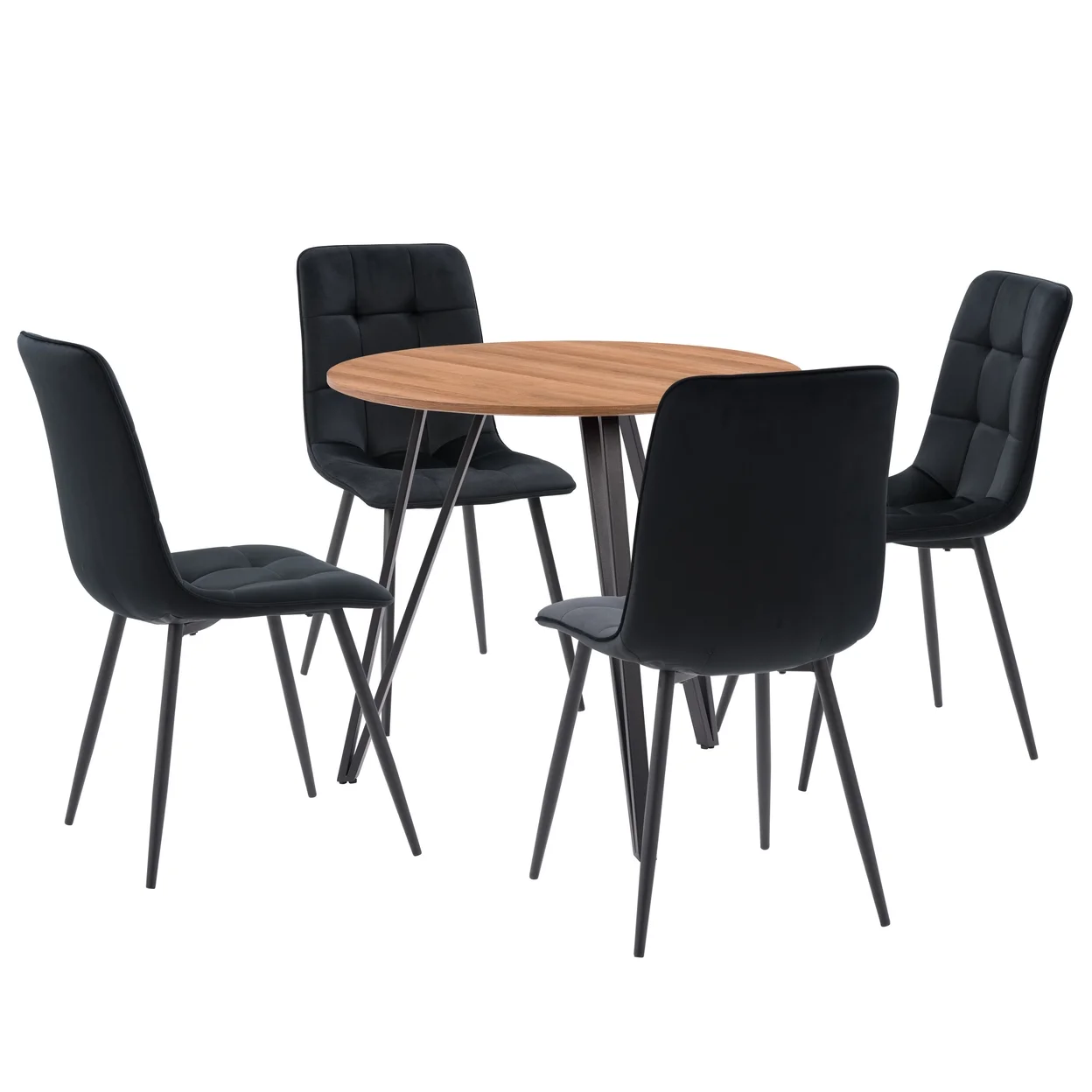 CorLiving Lennox Iron Leg Dining Set with Black Fabric Chairs 5pc