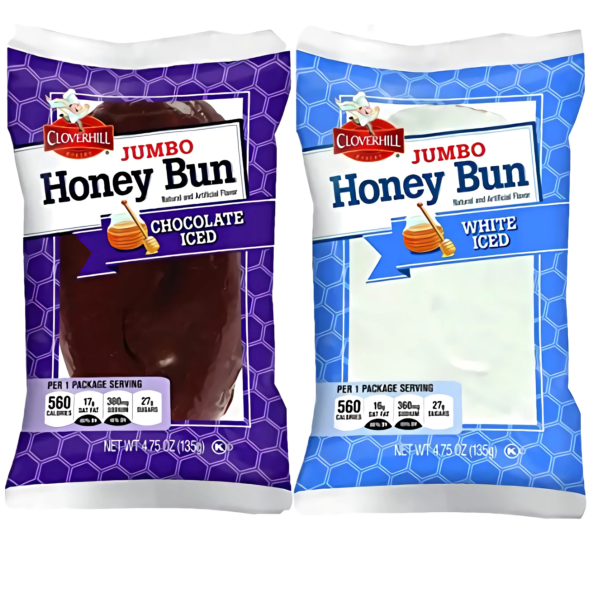 (3 pack) Tribeca Curations | Cloverhill Jumbo White Iced & Chocolate Iced Honey Bun Combo | 12 Pack