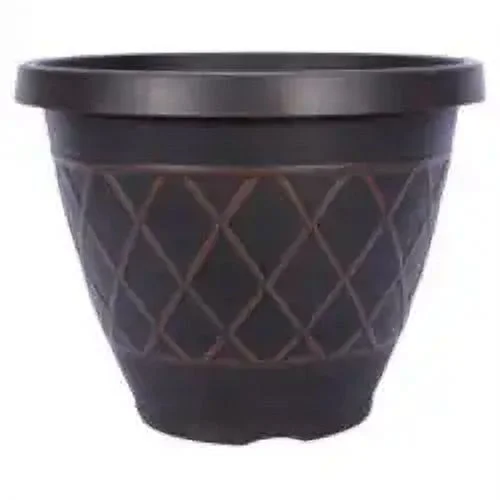True Temper HDR-054849 Planter, 15 in H, Round, Resin, Brown