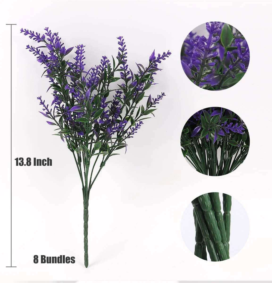 12 Bundles Artificial Lavender Fake Flowers Outdoor UV Resistant Plants Plastic Shrubs for Hanging Flowerpot Indoor Outside Windows Decorations(Purple)