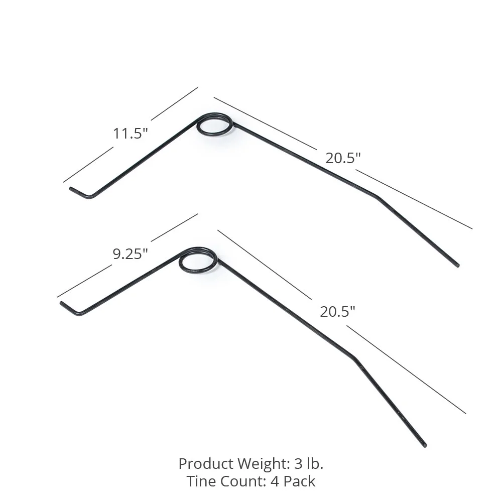 Titan Attachments Replacement Outer Pine Straw Tines, Set of 4 Rake Needles, Direct Replacement 3 Point Pine Straw Needle Rake
