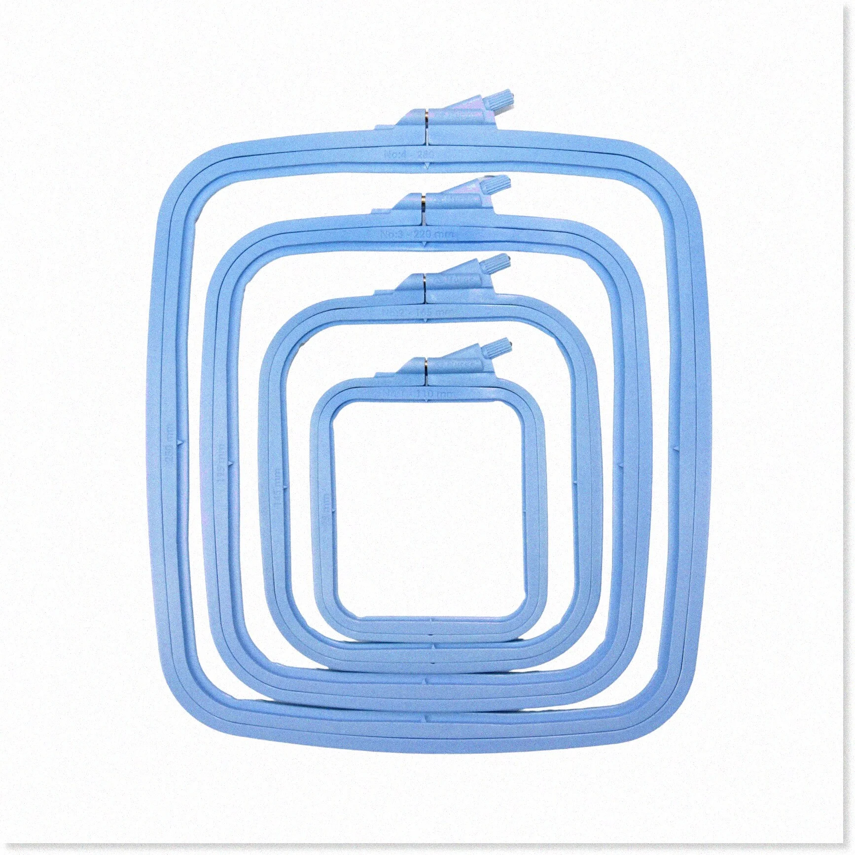 StitchPro 4-Piece ABS Plastic Embroidery Hoop Set - Square Hoops for Cross Stitch, Punch Needle, and DIY Sewing