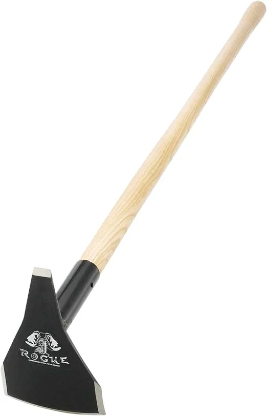 Rogue Hoe 5.5 Inch Steel Triangle Blade Fire Line Hoe with 54Inch Ash Wood Handle