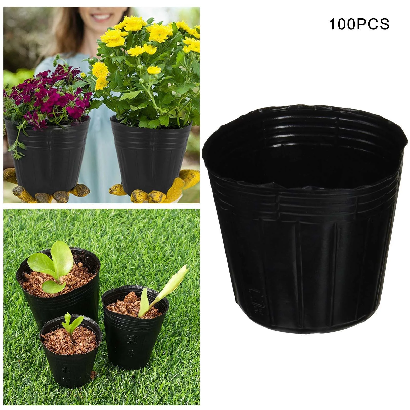 100pcs Household Garden Black Plastic Nutrition Pots Practical Durable Soft Nutrition Pots